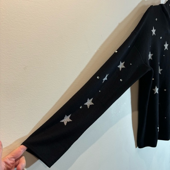 MARLED REUNITED CLOTHING Sz L Silver Stars Rhinestone Studded  Hooded Sweater - Picture 3 of 8